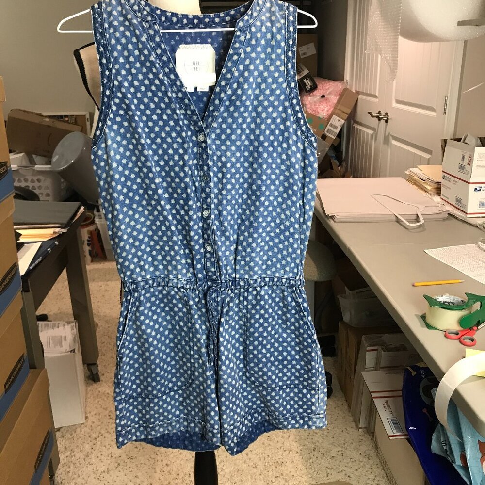 Women's Hei Hei sleeveless Blue linen blend romper Size M